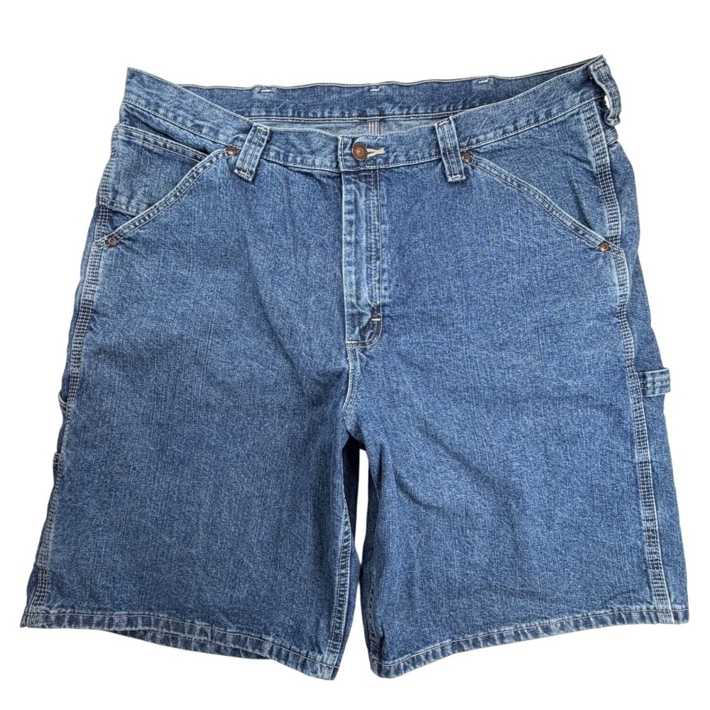Vintage Y2K Lee Mens 40 Blue Denim Carpenter Shorts Hammer Loop Workwear Jorts